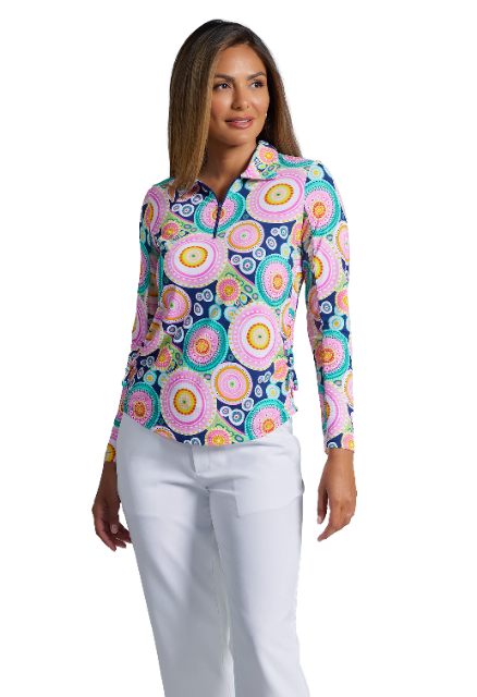 Leona Print Adjustable Length Long Sleeve Polo – 48933